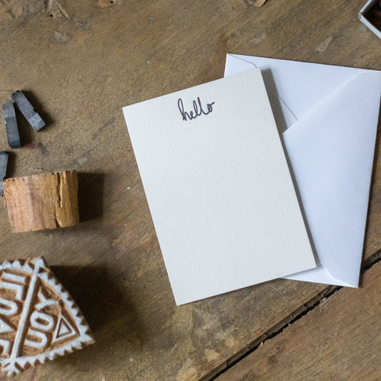 Hello Letter press printed notecards