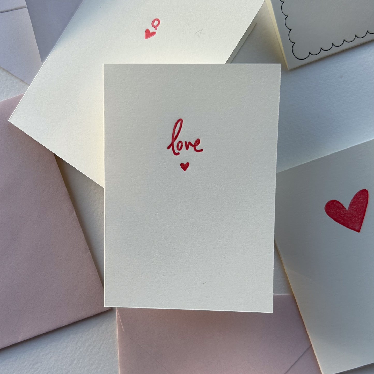Simple Red Hand Printed Romantic Card