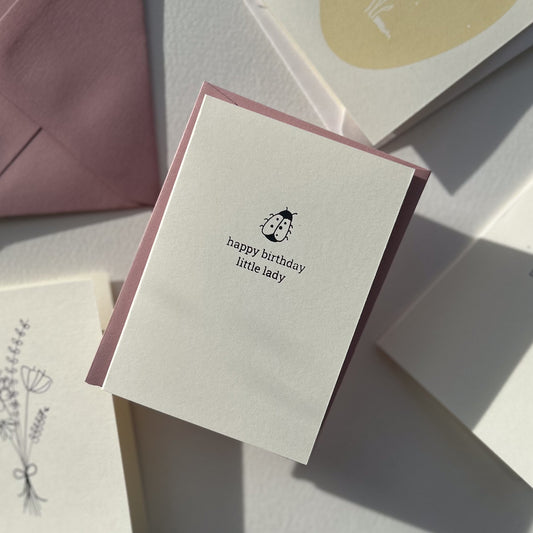 Hand Printed Ladybird Birthday Card