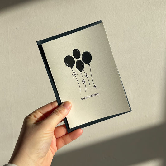 Happy Birthday Card With Balloons, Screen Printed