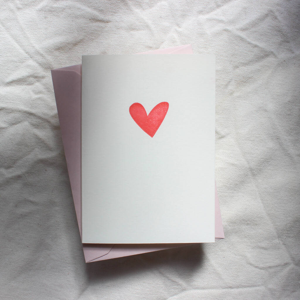 Handprinted Red Heart Mini Card