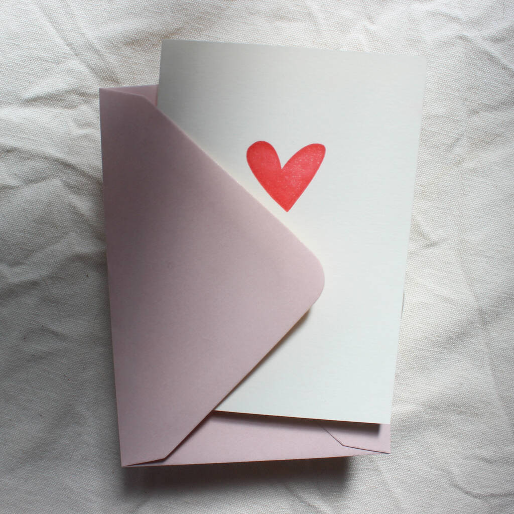 Handprinted Red Heart Mini Card