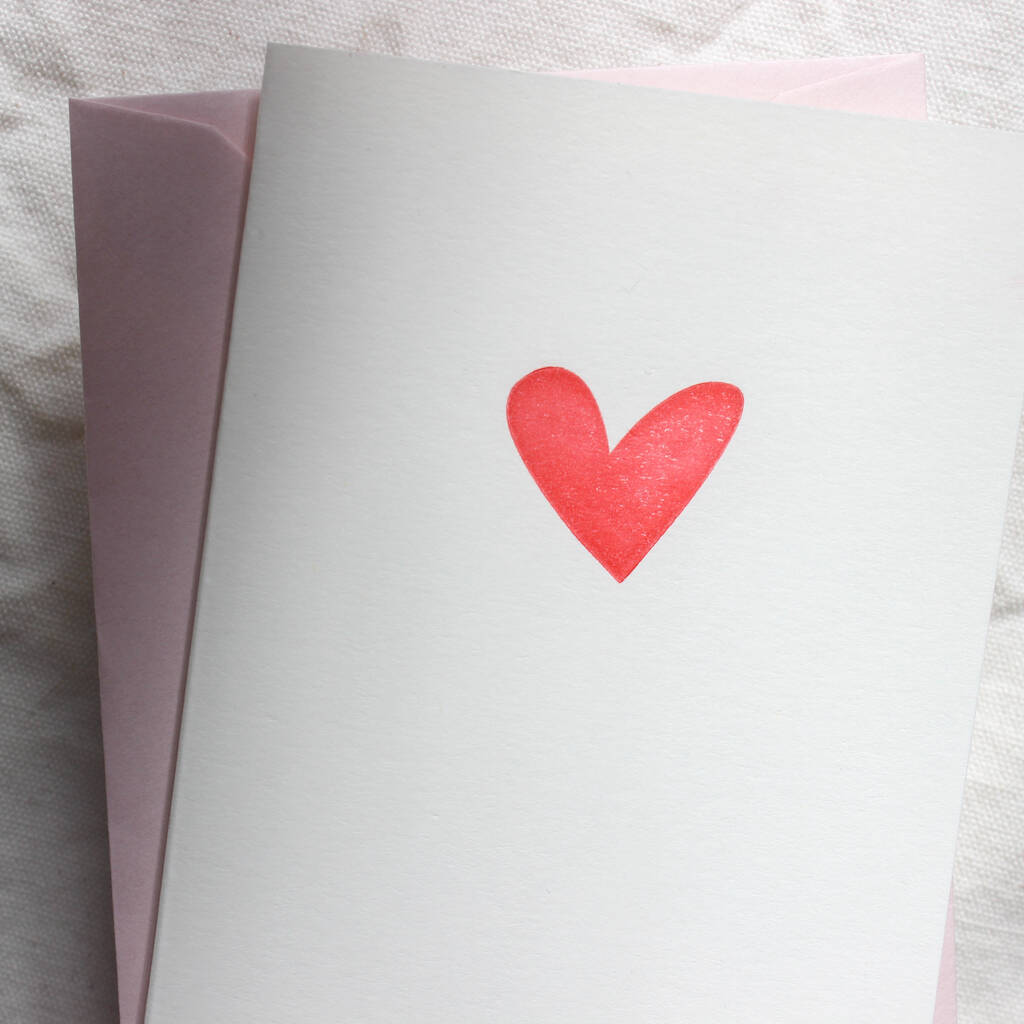 Handprinted Red Heart Mini Card