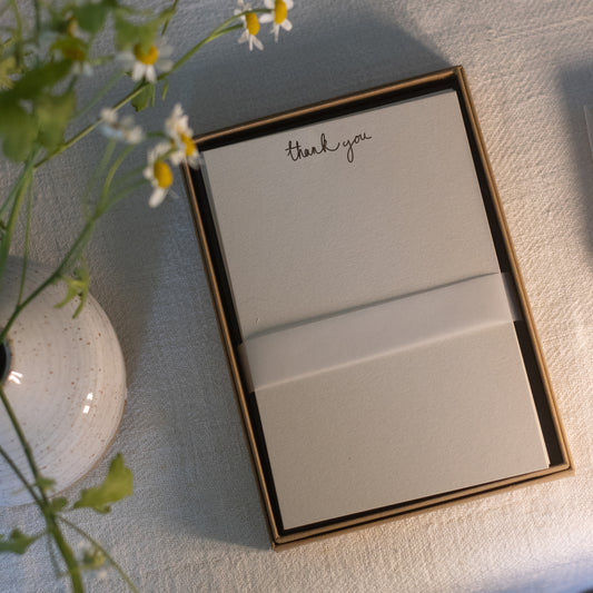 Pack Of Eight Thank You Card Set, Letter Press Printed