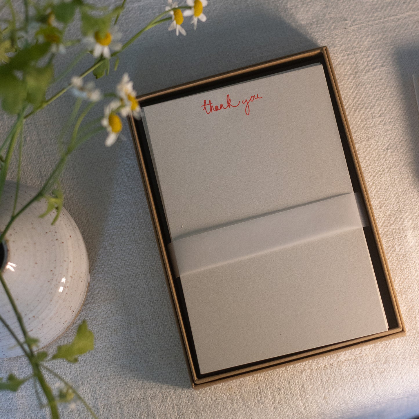 Pack Of Eight Thank You Card Set, Letter Press Printed